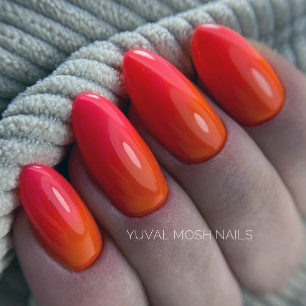 Pink And Orange Female Nail Designs