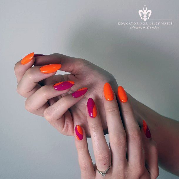 Pink And Orange Nail Design Inspiration For Women