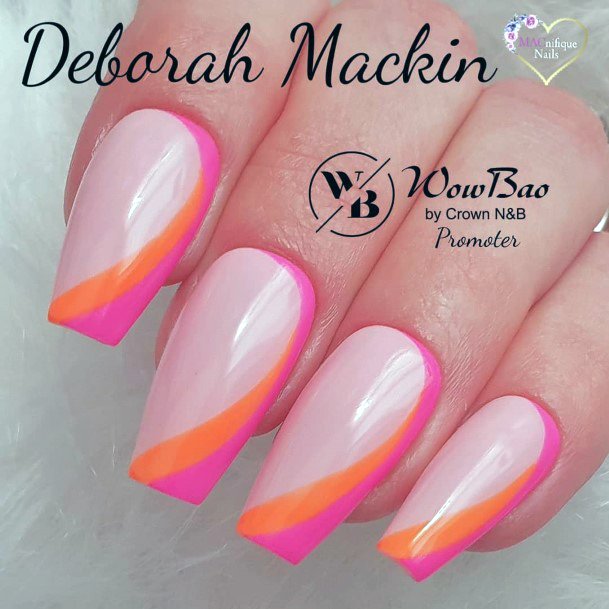 Pink And Orange Nail Feminine Designs