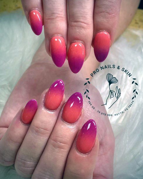 Pink And Orange Nail For Ladies