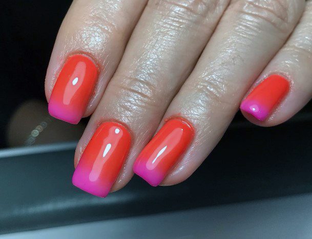 Pink And Orange Nails Feminine Ideas