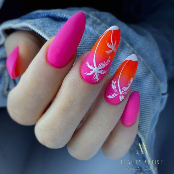 Pink And Orange Nails For Girls