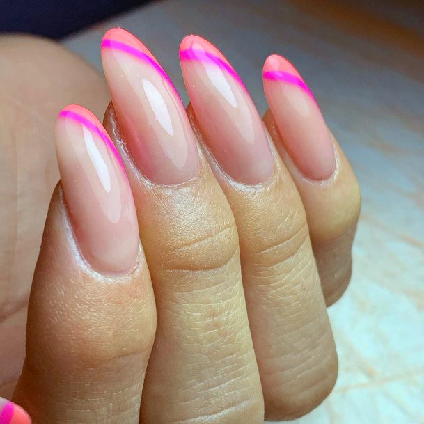 Pink And Orange Womens Nail Designs