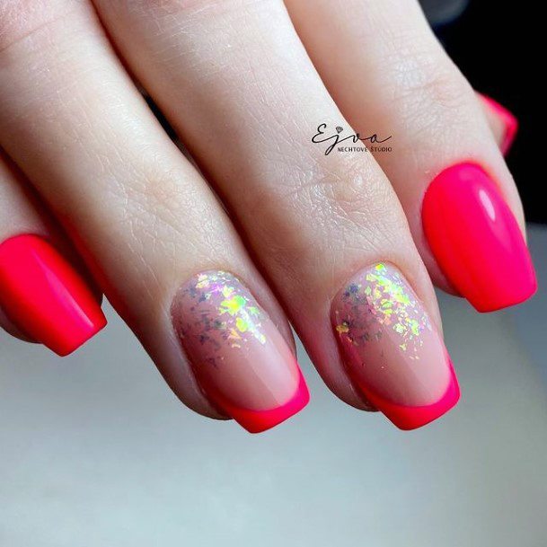 Pink And Orange Womens Nail Ideas