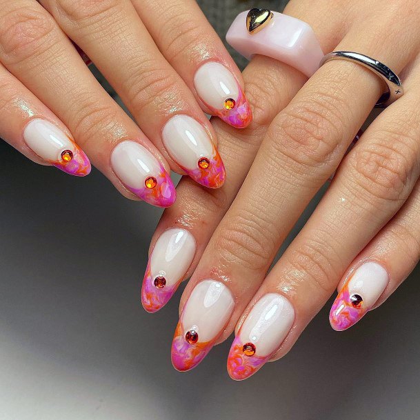 Pink And Orangeic Womens Pink And Orange Nail Designs