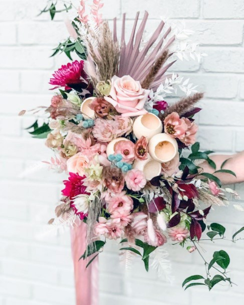 Pink And Purple Boho Wedding Flower Bouquet