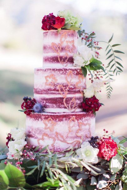 Pink And Red Velvet Wedding Cake