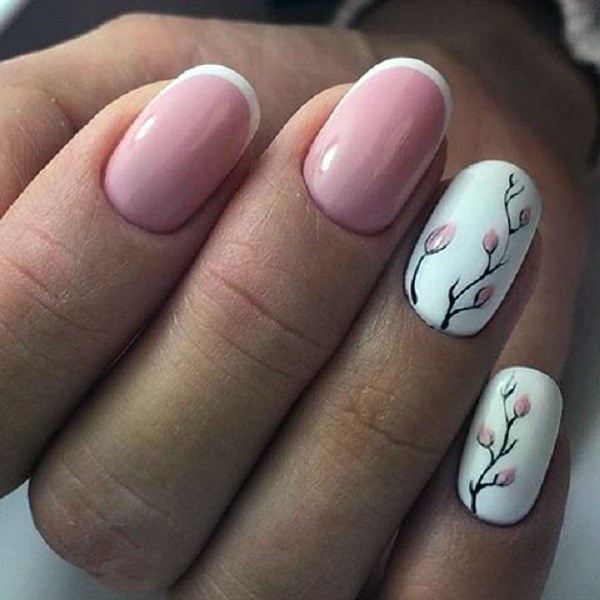 Pink And Short White Nails With Women