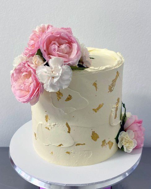 Pink And White Flowers Red Velvet Wedding Cake