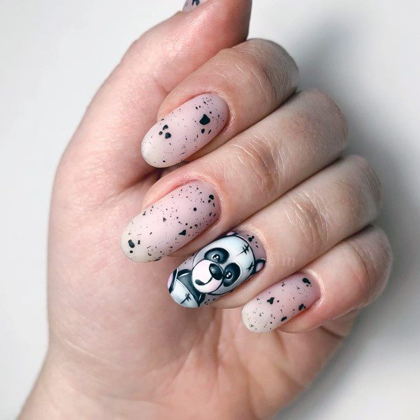 Pink And White Panda Nails