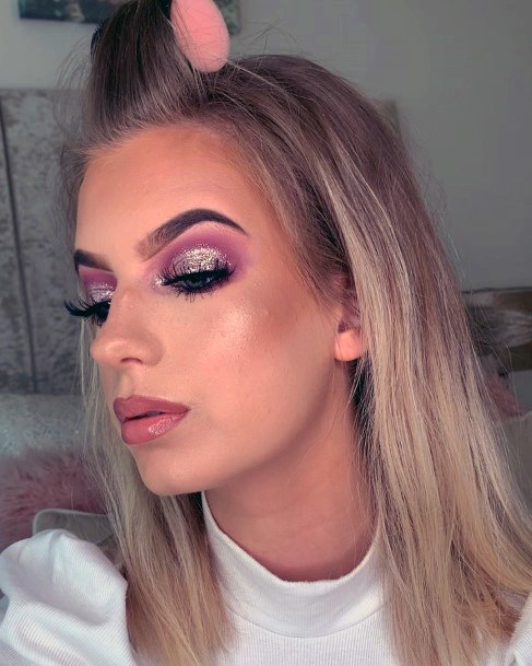 Pink Arc And Golden Glitter Eyeshadow Women