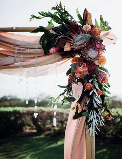 Pink Curtain And Hawaiian Wedding Flowers