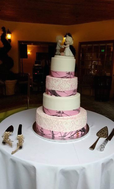 Pink Design Camo Wedding Cakes