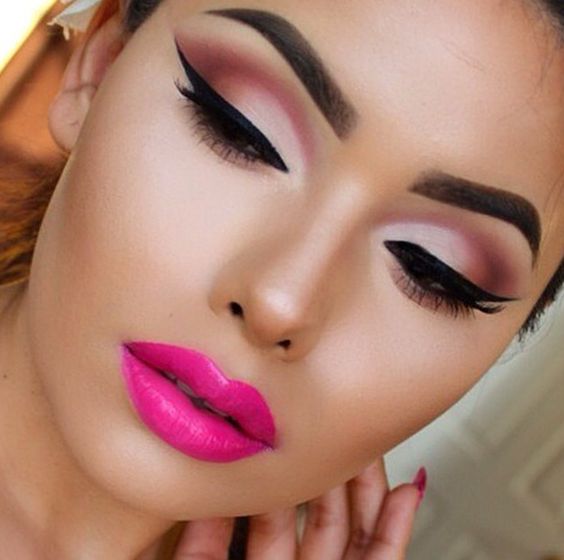 Pink Eyes And Lips Makeup Looks Women