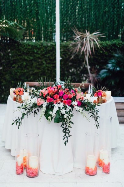 Pink Flowers Hawaiian Wedding