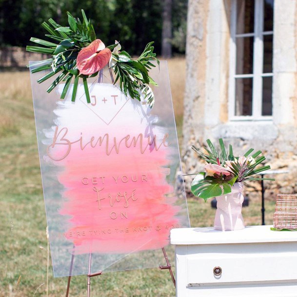 Pink Frosted Board Wedding Ceremony Decor