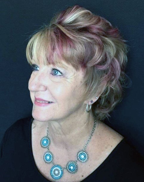 Pink Highlights Cool Pixie Short Hairstyles For Women Over 60