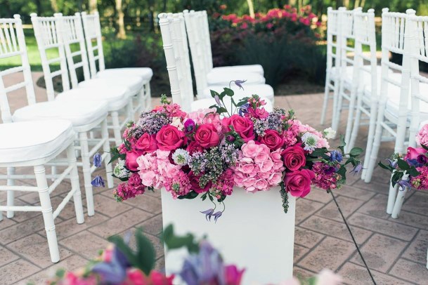 Pink Hued Rose Bunch Wedding Ceremony Decor