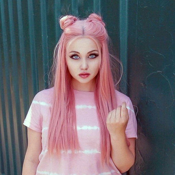 Pink Long Hairstyle Cute Modern Women