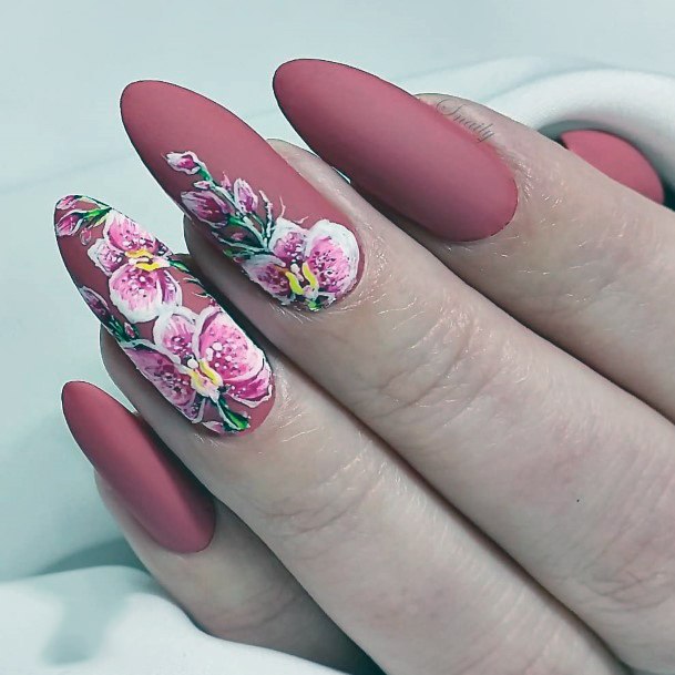 Pink Matte Orchid Nails