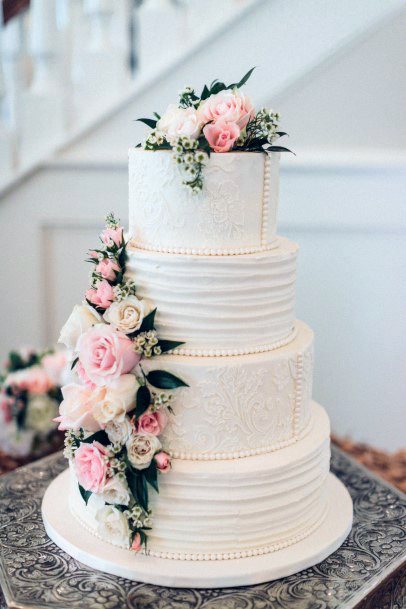 Pink May Wedding Flowers On Cake