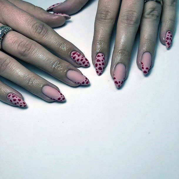 Pink Nails And Red Animal Print For Women