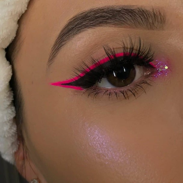 Pink Neon Eye Makeup Looks Women