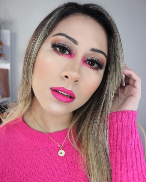 Pink Neon Makeup For Women