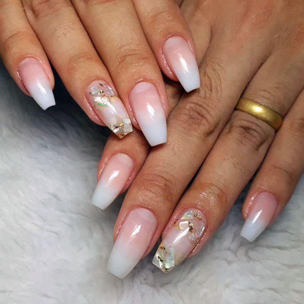 Pink Ombre White Gel Nails Women