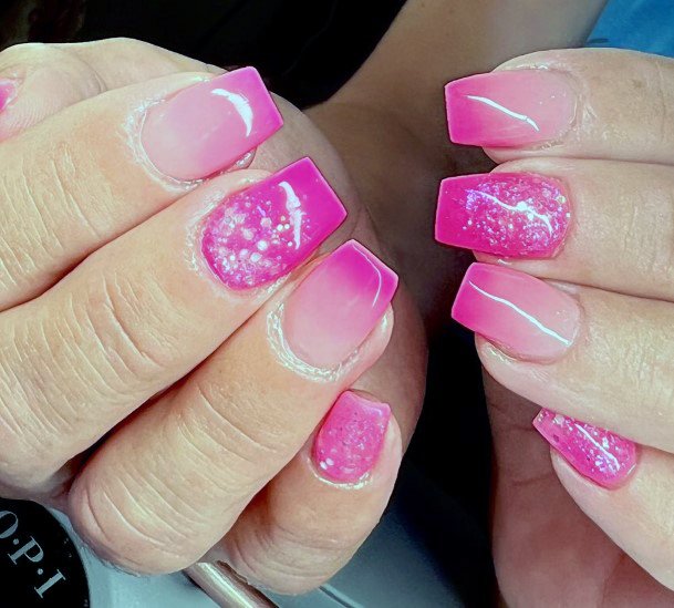 Pink Ombre With Glitter Girls Nail Ideas
