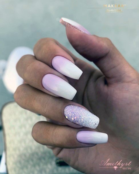 Pink Ombre With Glitter Nails For Girls
