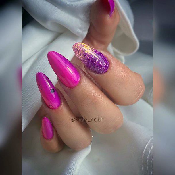 Pink Ombre With Glitter Womens Nail Ideas