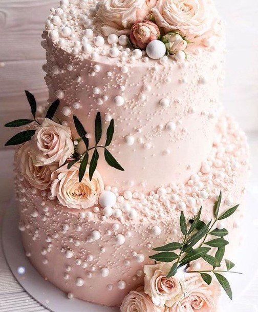 Pink Pearl Roses Beautiful Wedding Cake