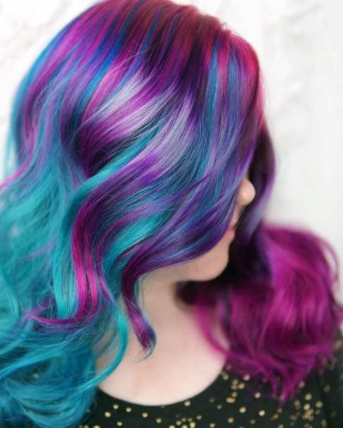 Pink Purple And Blue Hair For Spring For Females With An Edgy Taste