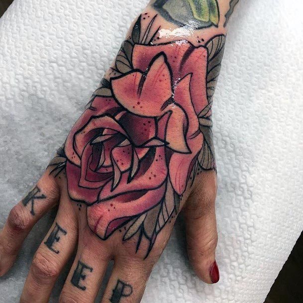 Pink Rose Womens Tattoo