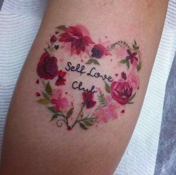 Pink Roses Self Care Tattoo Heart Forearms