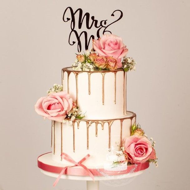 Pink Rosy Buttercream Wedding Cake