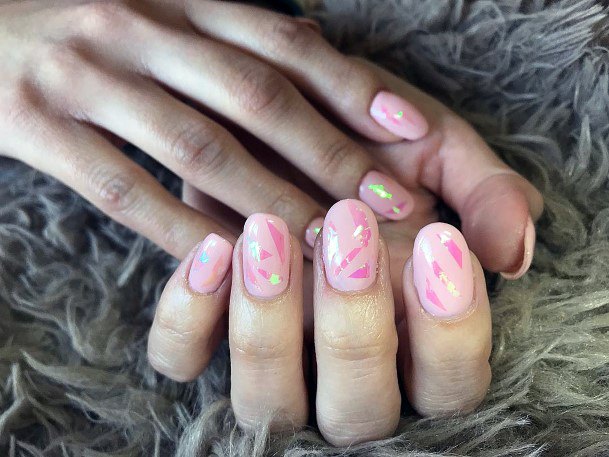 Pink Shiny Glass Nails For Women