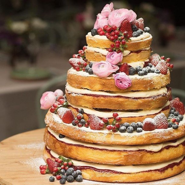 Pink Strawberries Rustic Wedding Cake Toppers