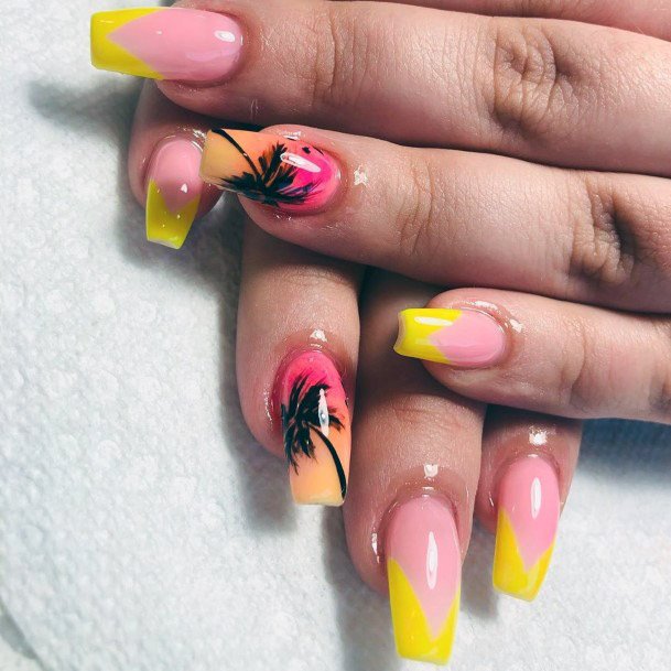 Pink Sunrise Tropical Nails Women