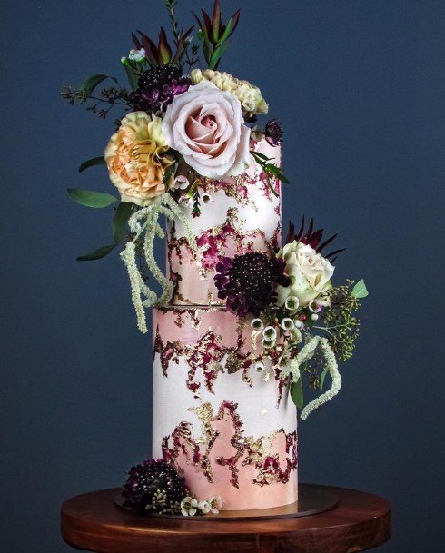 Pink Tinted 2 Tier Wedding Cake