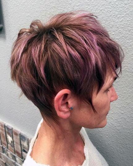 Pink Tone Pixie Short Hairstyles For Older Women