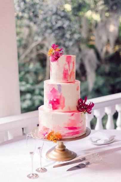 Pink Wedding Flower Cake