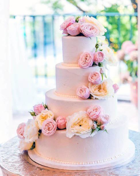 Pink Wedding Flowers Cake