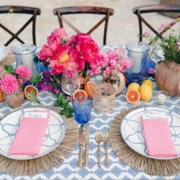 Pink Wedding Flowers On Table