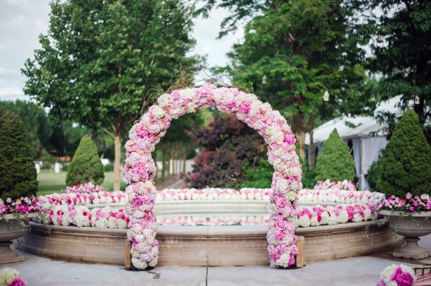 Pink White Hydrangea Wedding Arch Flowers