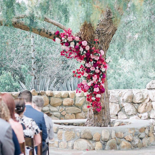 Pink White Wedding Flower Decor Trees