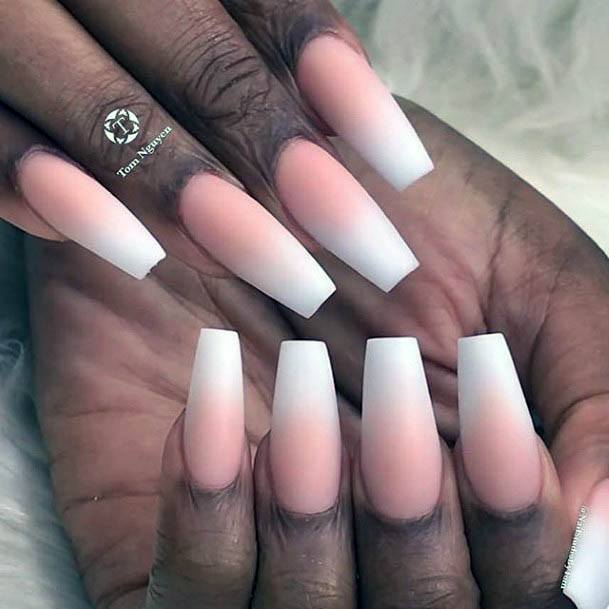 Pinkish White Ombre Nails Women