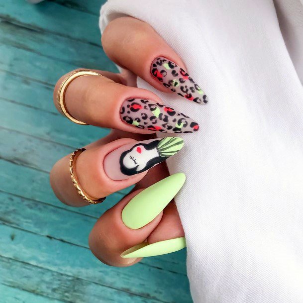 Pista Colorful Nail And Leopard Art Nails For Women