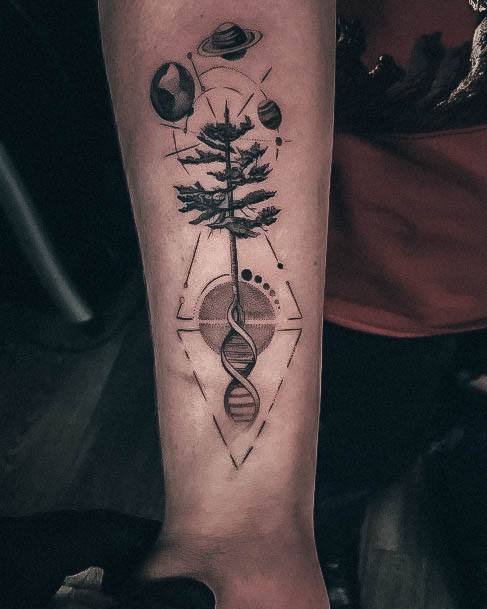 Planets Tree Geometric Forearm Excellent Girls Dna Tattoo Design Ideas